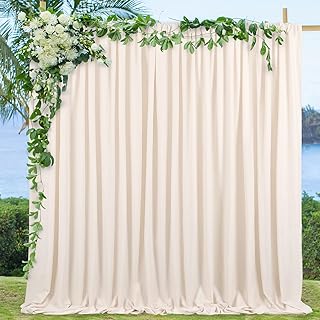 QueenDream Champagne Backdrop Curtains for Wedding 2 Panels 5ft x 10ft Deep Champagne Curtain Back Drop for Parties - Image 1