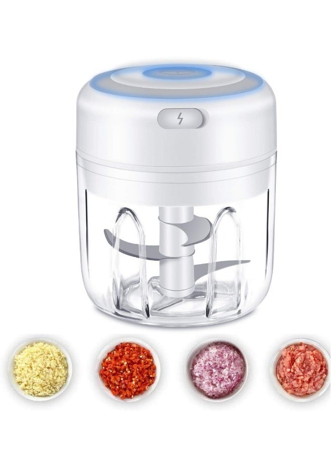مطحنة ثوم كهربائية صغيرة، معالج طعام صغير، خلاط طعام محمول لاسلكي بتقنية الشحن USB، معالج غذائي صغير لفرم الفواكه والخضار والثوم والبصل (250 مل) - Image 1