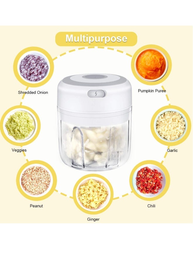 مطحنة ثوم كهربائية صغيرة، معالج طعام صغير، خلاط طعام محمول لاسلكي بتقنية الشحن USB، معالج غذائي صغير لفرم الفواكه والخضار والثوم والبصل (250 مل) - Image 5