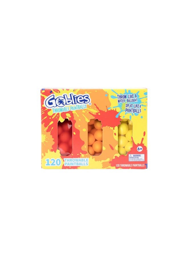 Goblies Throwable Paintballs. Washable, Nontoxic, Plant-Based Toy for Outdoor Fun Games for Kids 6+. Pack of 3 (120 Count, Red/Orange/Yellow) - Image 1