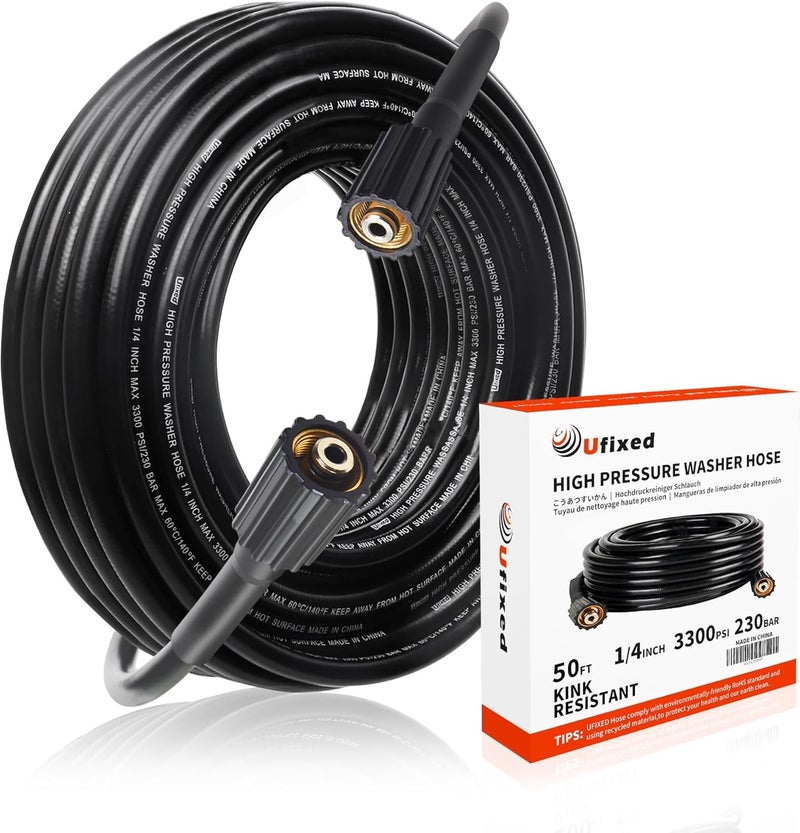 Ufixed 14 Pressure Washer Hose 50FT M2214 3600psiQuick Connect360 SwivelKinkresistantSuit for Main Pressure WasherBlack - Image 2