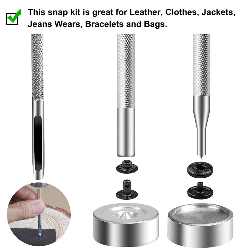 TmppDeco 158 Sets Brass Snaps 12.5mm With 4 Setting Tools, 6-Color Snap Buttons, No Sewing, Clothes, Jackets, Leather, Jeans Bracelets, Bags - Image 4