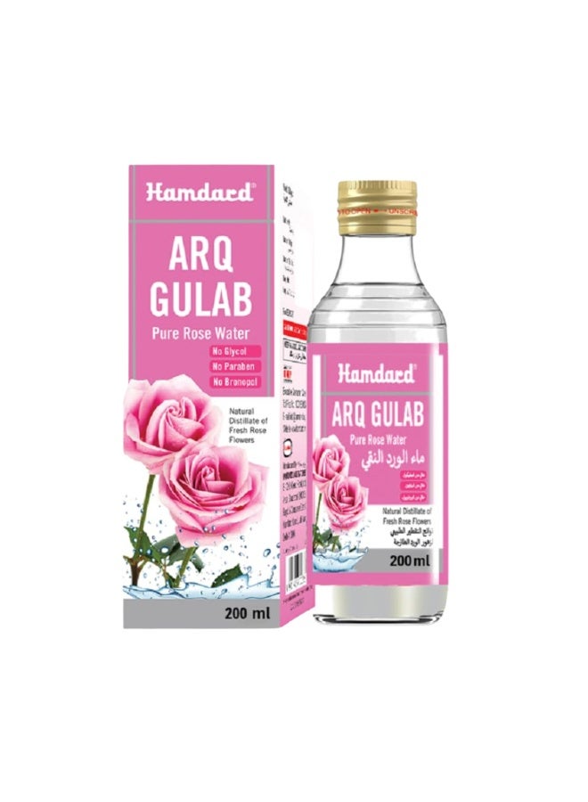 Hamdard Arq Gulab Rose Water 200ml Natural Skin Toner & Face Mist for All Skin Types, Hydrates, Refreshes, Soothes Skin & Restores Natural Glow - Image 1