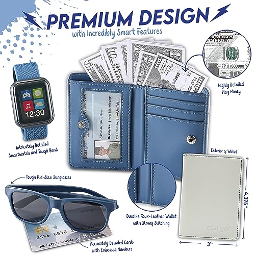 Star Princess Play Wallet for Boys with Money and Pretend Play Toys, Cellphone, Smartwatch, Keys, Sunglasses, Toddler Wallet for Kids Ages 3 4 5 6 7 8 9 10 11 12 - Grown Up Pretend Play Set for Kids - Image 3