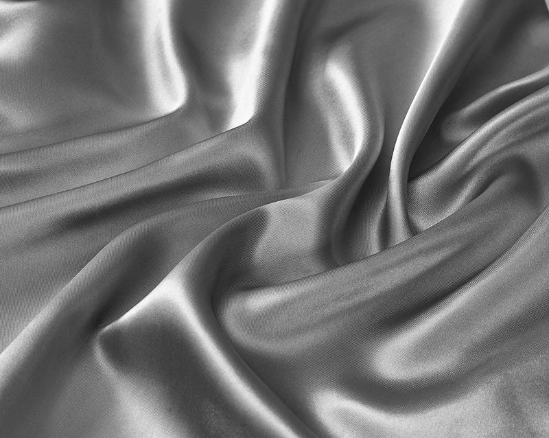 MK Home Mk Collection 4pc Soft Silky Satin Solid Color Deep Pocket Sheet Set (Silver/Grey, California King) - Image 1