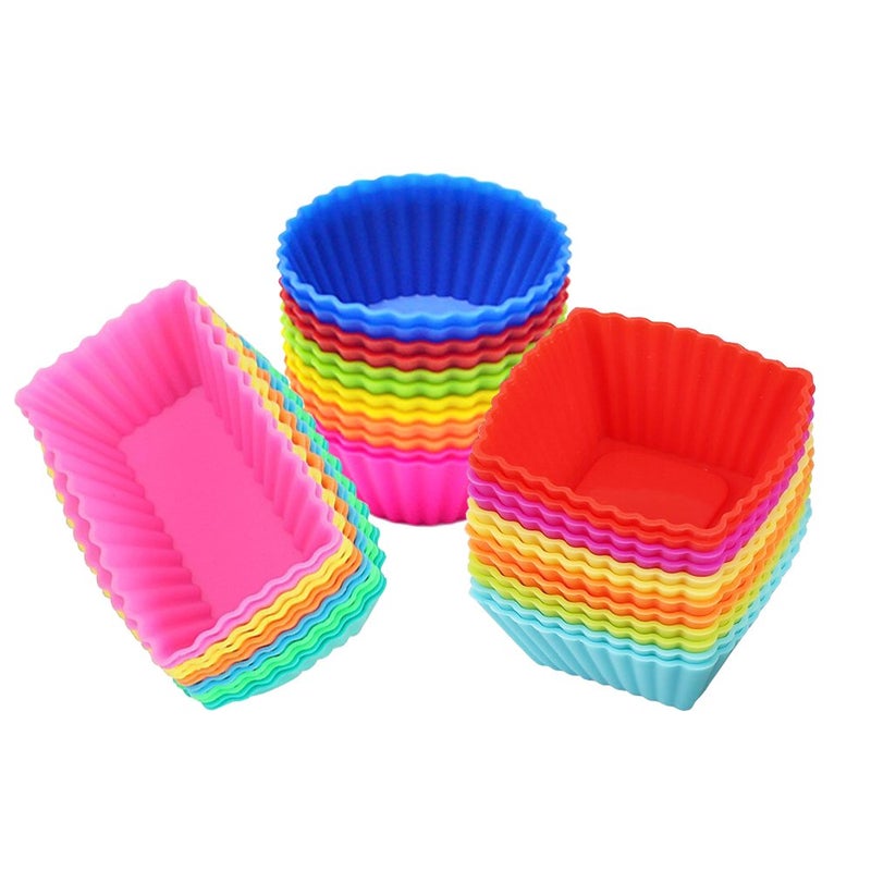 IELEK 36 Pack Silicone Cupcake Muffin Baking Cups Liners Reusable Non-Stick Cake Molds Sets - Image 1