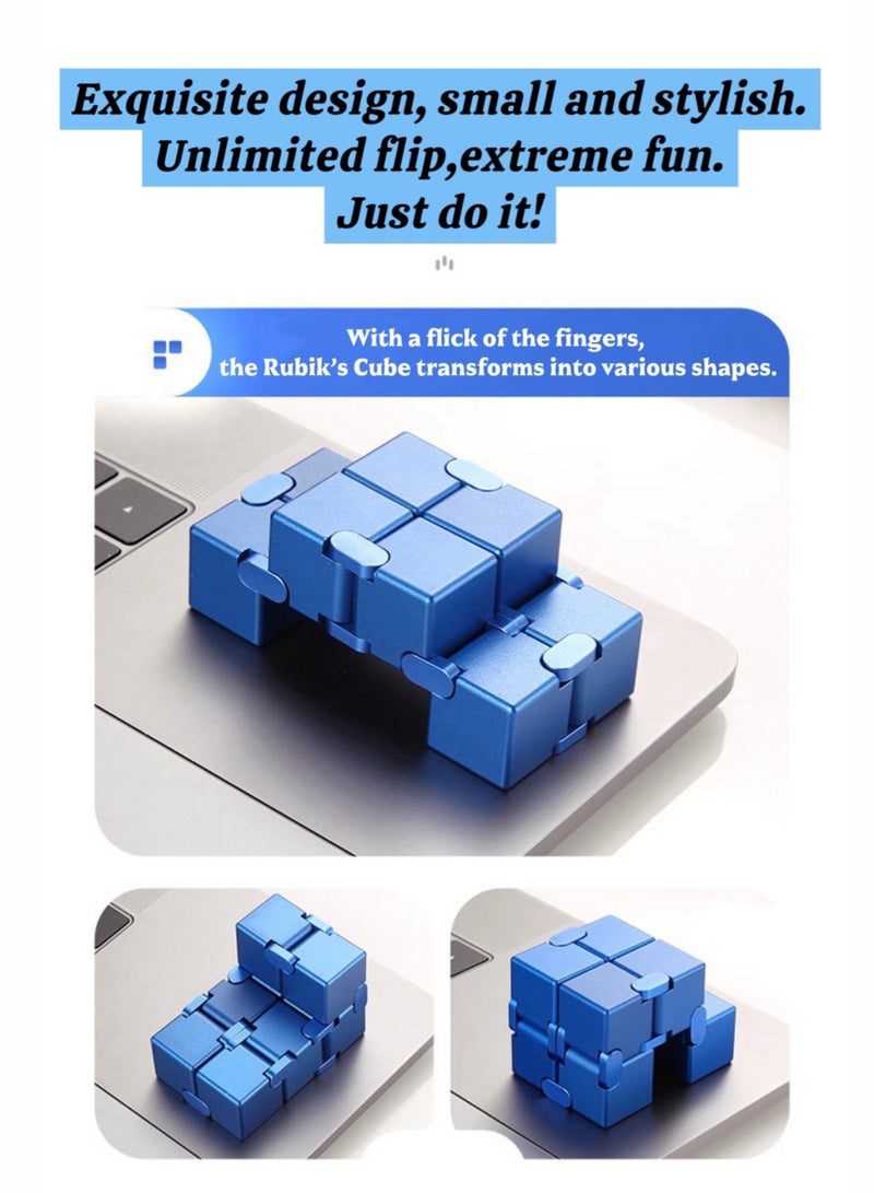 Magic Infinity Cube Hand Spinner Toy Blue Matte 4x4x4cm - Image 5