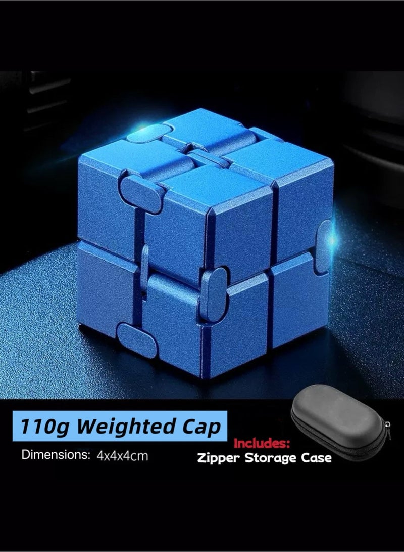 Magic Infinity Cube Hand Spinner Toy Blue Matte 4x4x4cm - Image 2