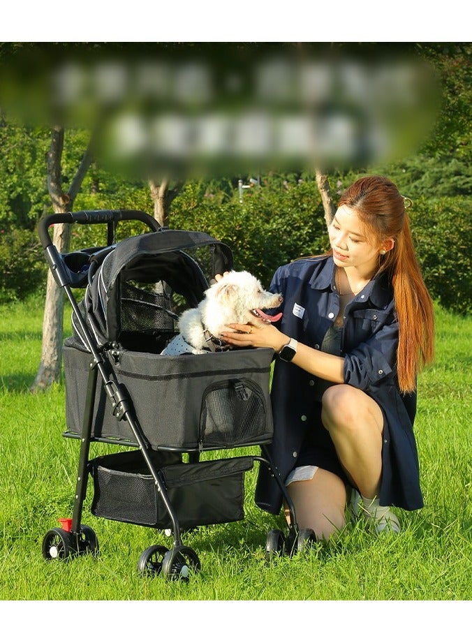 Pet Stroller for Cats/Dogs,Separable Dog Strollers for Small Medium Dogs Within 20kg,Pet Gear No-Zip Dog Prams Pushchairs - Image 4