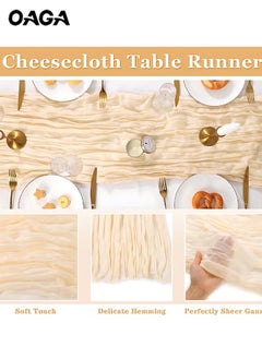 OAGA Cheesecloth Table Runner, 90 x 400 cm Boho Gauze Table Decor, Translucent Tablecloth for Wedding Reception Bridal Shower Party Decoration Table Centerpiece  - Image 2