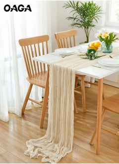 OAGA Cheesecloth Table Runner, 90 x 400 cm Boho Gauze Table Decor, Translucent Tablecloth for Wedding Reception Bridal Shower Party Decoration Table Centerpiece  - Image 1