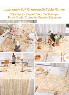 OAGA Cheesecloth Table Runner, 90 x 400 cm Boho Gauze Table Decor, Translucent Tablecloth for Wedding Reception Bridal Shower Party Decoration Table Centerpiece  - Image 4