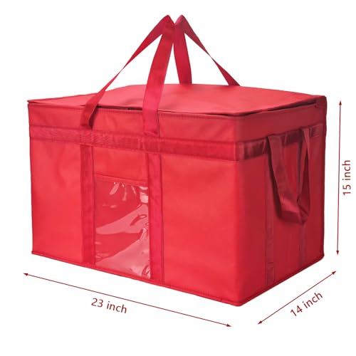 Yalin XXXL Large Insulated Cooler Bag, Styrofoam Cooler of Keep Food Hot or Cold, Reusable Double Zipper Food Delivery Bag for Grocery Shopping, 23" W x 15" H x 14" D (Red, 3XL) - Image 5