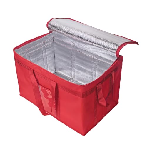 Yalin XXXL Large Insulated Cooler Bag, Styrofoam Cooler of Keep Food Hot or Cold, Reusable Double Zipper Food Delivery Bag for Grocery Shopping, 23" W x 15" H x 14" D (Red, 3XL) - Image 2