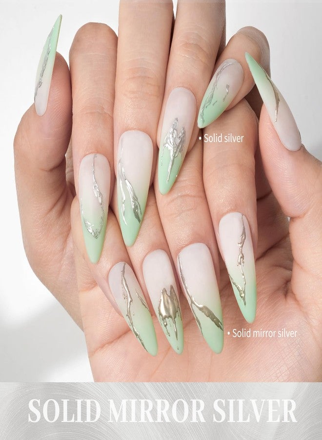 Pretty Diva Silver Chrome Nail Powder Palette- Mirror Silver Chrome Powders for Nails, Solid Metallic Nails Chrome Powder Manicure Pigment Palette - Image 5