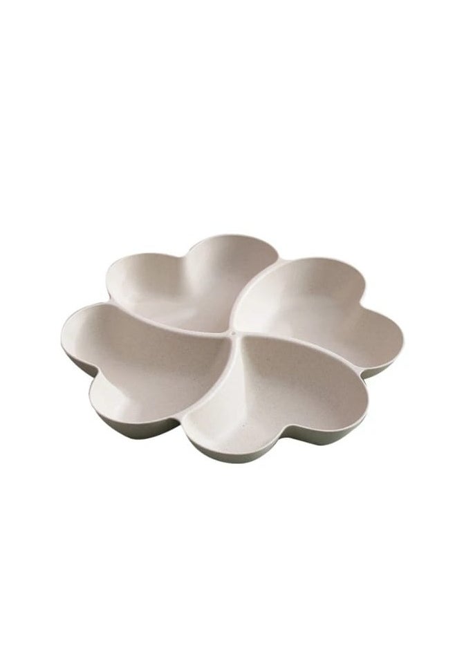 LDQ 1 pcs,Heart-Shaped Party Snack Service Tray,Appetizer Plate,Snack Bowl,Divided Snack Bowl Tray Nut, Candy, Fruit Container,Reuseable,4 Compartments For Household Living Room Coffee Table  - Image 1
