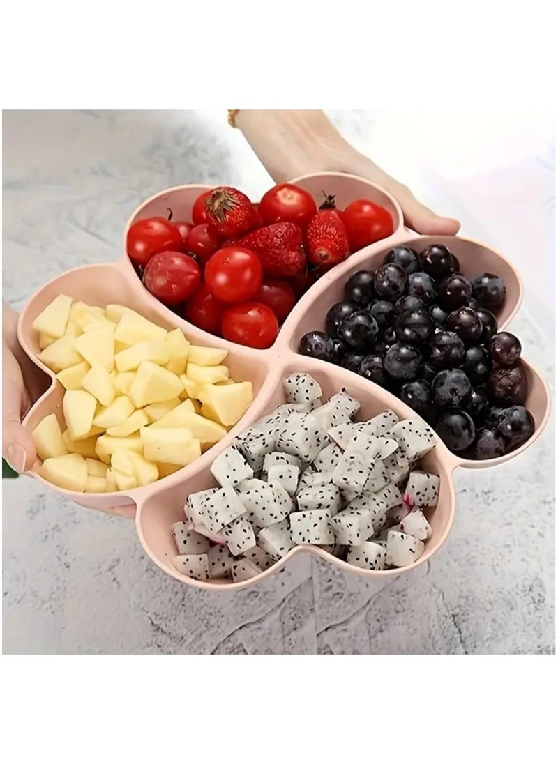 LDQ 1 pcs,Heart-Shaped Party Snack Service Tray,Appetizer Plate,Snack Bowl,Divided Snack Bowl Tray Nut, Candy, Fruit Container,Reuseable,4 Compartments For Household Living Room Coffee Table  - Image 3