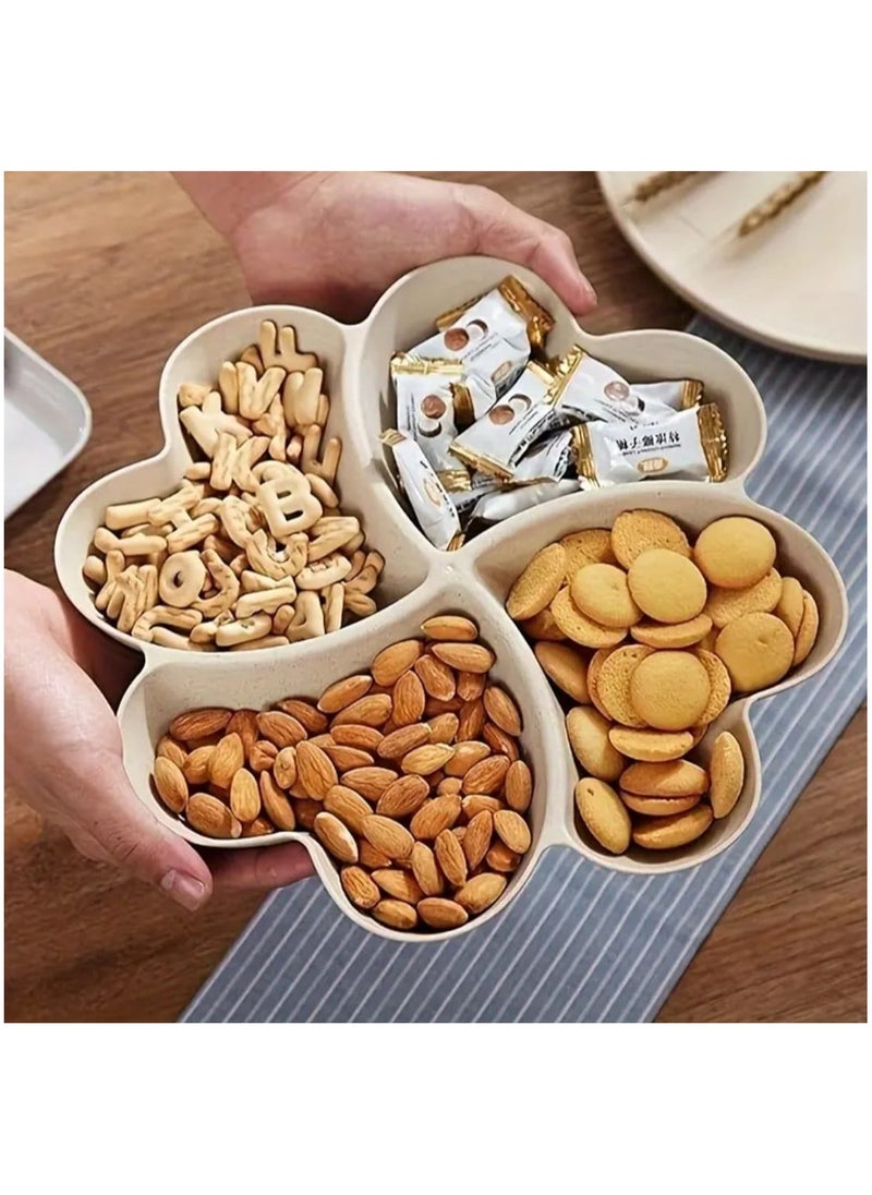 LDQ 1 pcs,Heart-Shaped Party Snack Service Tray,Appetizer Plate,Snack Bowl,Divided Snack Bowl Tray Nut, Candy, Fruit Container,Reuseable,4 Compartments For Household Living Room Coffee Table  - Image 2