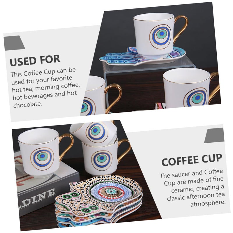 Vintage Turkish Ceramic Coffee Mug and Saucer Set Heat Resistant for Home Office - Image 4
