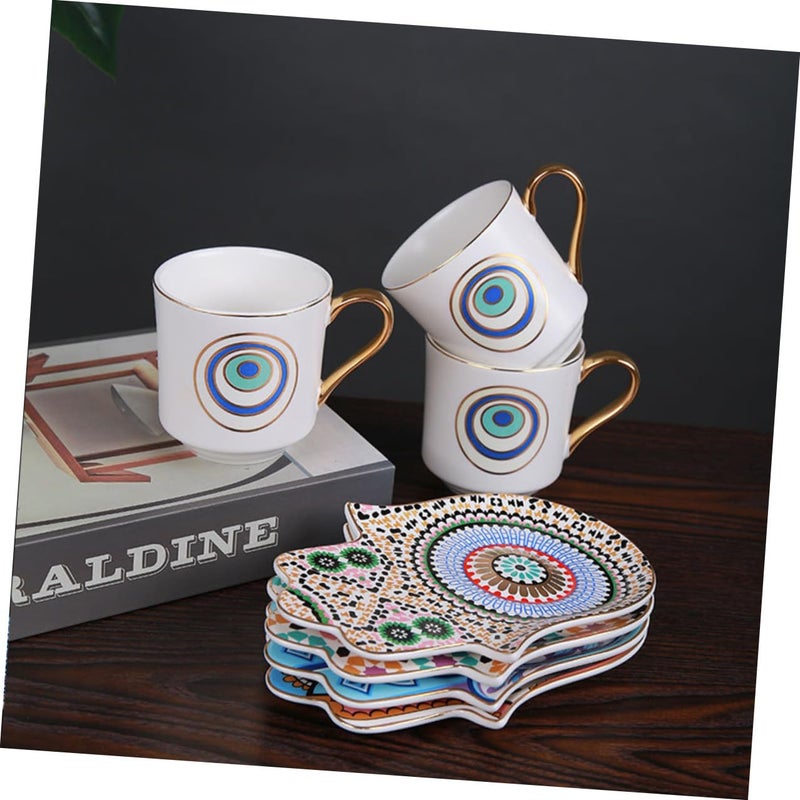 Vintage Turkish Ceramic Coffee Mug and Saucer Set Heat Resistant for Home Office - Image 5