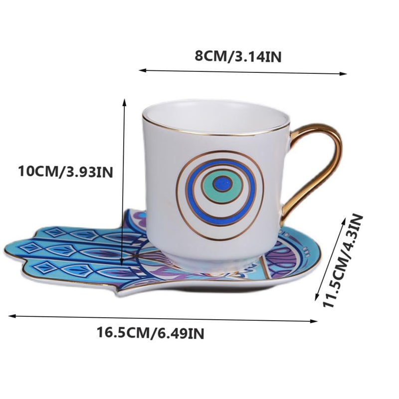 Vintage Turkish Ceramic Coffee Mug and Saucer Set Heat Resistant for Home Office - Image 3