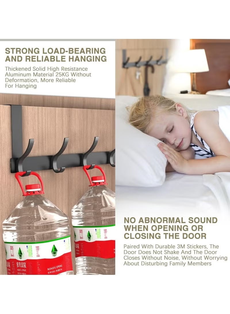 ARNOTEC Over Door Hook Hanger, Heavy Duty Aluminum Over the Door Rack with 6 Dual Hooks, Rust-Resistant Space-Saving Door Organizer for Coats, Towels, Bags, and Robes, No Drilling Installation (Black) - Image 5