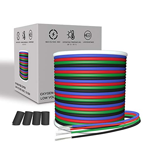 AOTOINK RGB Electrical Wire, 66ft 4 pin 22 Gauge LED Extension Cable, 22 AWG Wire 20M for LED Strip RGB 5050 3528 2835 - Image 1
