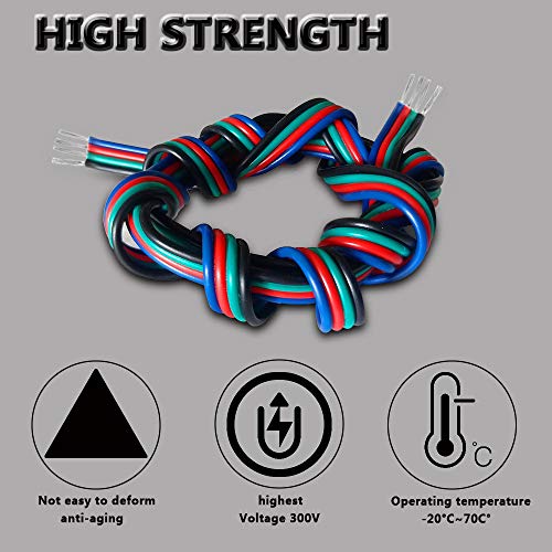 AOTOINK RGB Electrical Wire, 66ft 4 pin 22 Gauge LED Extension Cable, 22 AWG Wire 20M for LED Strip RGB 5050 3528 2835 - Image 3