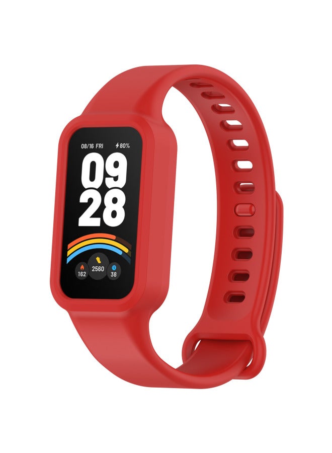For Xiaomi Redmi Bracelet 3 Wristband Red Mi Bracelet 3 Strap Silicone Smart Sports Replacement Official-Color:Red  - Image 1