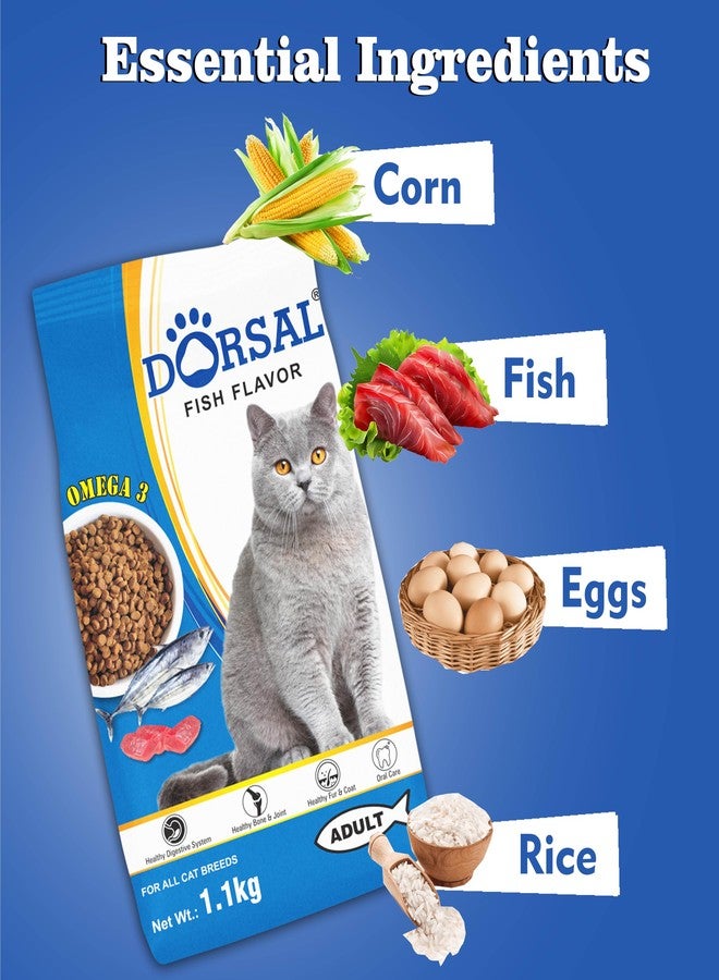 DORSAL Cat Food for Adult Cat, 2.2kg, Fish Flavor, Dry Food (2 * 1.1kg) Fish Flavoured - Image 2