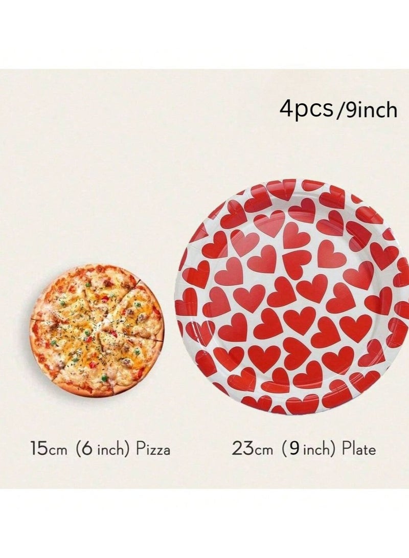 Disposable paper plates with heart design, made from durable and food-safe materials. Set of 8 plates in 7-inch and 9-inch sizes. Perfect for anniversary parties, birthdays, Valentine’s Day, and all special occasions. - Image 2