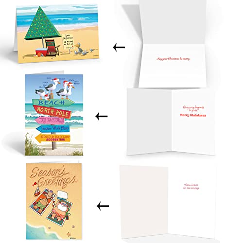 Stonehouse Collection Beach Christmas Card Variety Pack - 24 Beachy Cards & Envelopes - 8 Designs, 3 Cards Per Design - Assortment #1 - Image 2