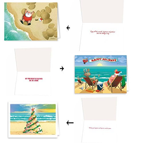 Stonehouse Collection Beach Christmas Card Variety Pack - 24 Beachy Cards & Envelopes - 8 Designs, 3 Cards Per Design - Assortment #1 - Image 4