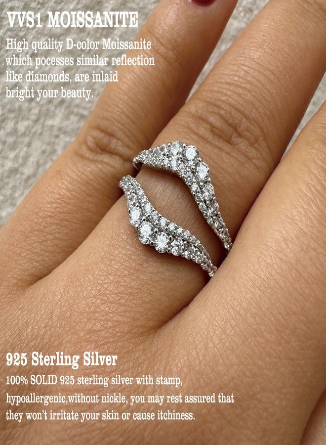 نيو شي جولري مجوهرات نيوشي، خاتم مويسانيت مُعزز، خواتم زفاف منحنية للنساء، فضة إسترليني عيار 925، خواتم خطوبة واحتفال بالذكرى السنوية، مقاس 7 - Image 3