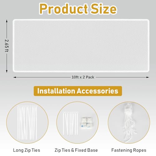 Gudui 20ft Indoor Outdoor Baby Safety Stair Railing Net Baby Proofing Stair Balcony Banister Rail Guard Child Safety Stair Protection Safe Rail, White(10ft x 2Pack) - Image 2