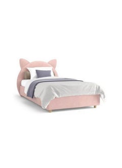Homzmart MDF, Swedish Wood and Velvet Single Bed 100x200x130 cm  - Pink  - Image 1