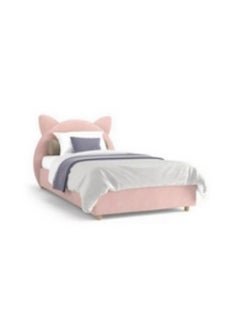 Homzmart MDF, Swedish Wood and Velvet Single Bed 100x200x130 cm  - Pink  - Image 3