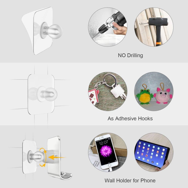 Tryone حامل هاتف محمول مثبت على الحائط - حامل هاتف مرآة قابل للتعديل مع 2 لاصق لاصق لحمام أو غرفة نوم أو مطبخ أو سكن طلابي، متوافق مع سلسلة آيفون أو هواتف ذكية أخرى - Image 5