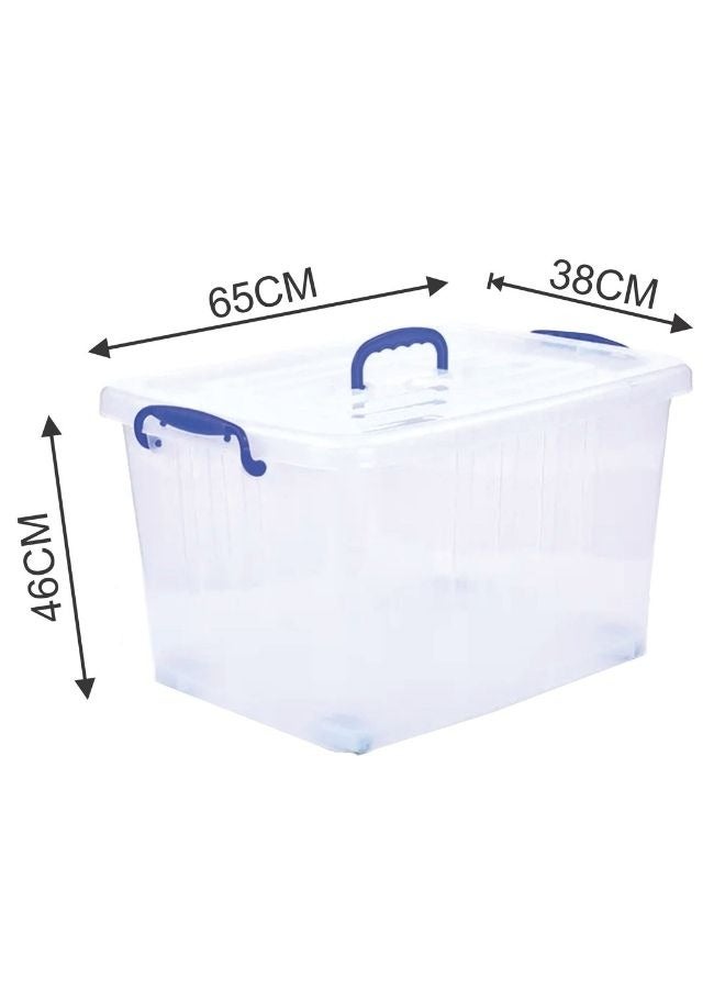 هيواري صندوق تخزين بلاستيكي من هايوير، سعة 97 لترًا، طقم من قطعتين بغطاء قابل للقفل وعجلات | صناديق تخزين بلاستيكية شفافة بأغطية | منظم شفاف للملابس والألعاب والأدوات والحرف اليدوية | حاويات تخزين منزلية (طقم من قطعتين) - Image 2