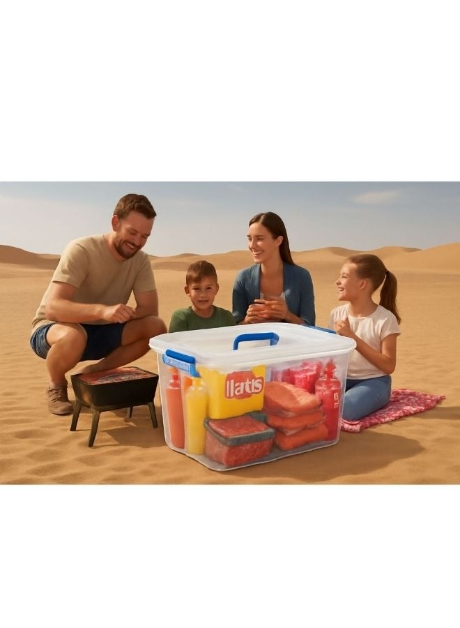 هيواري صندوق تخزين بلاستيكي من هايوير، سعة 97 لترًا، طقم من قطعتين بغطاء قابل للقفل وعجلات | صناديق تخزين بلاستيكية شفافة بأغطية | منظم شفاف للملابس والألعاب والأدوات والحرف اليدوية | حاويات تخزين منزلية (طقم من قطعتين) - Image 3