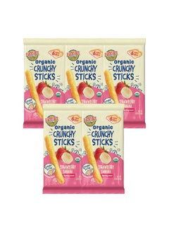 Earth's Best Earth's Best Organic Baby Food, Dissolvable Teething Snack for Babies 6 Months and Older, Strawberry Banana Crunchy Sticks, .56 oz Pack (Pack of 5)  - Image 1
