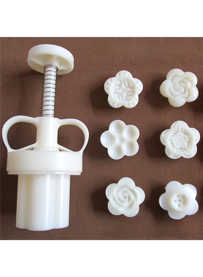 Rose-shaped Mung Bean Ice Mold Adjustable Hand Pressure Mold 20-30g Direct Moon Cake Mold-Specifications:30g 5-petal Flower Mold 6 Pieces - Image 3