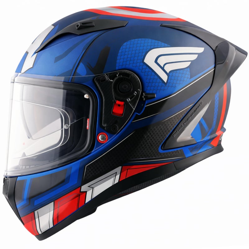 Axor Street Marvel Captain America ISI ECE and DOT Certified Lightweight Full Face Helmet for Men and Women with Scratch and UV Resistant Dual Visors-Dull Blue Red White-L - Image 2
