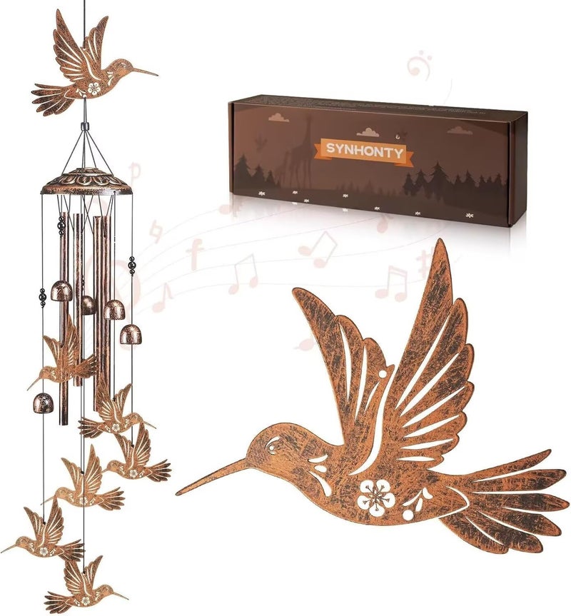 Synhonty Hummingbird Wind Chimes for OutsideGardening Gifts for Bird LoverWomenMenMomBirthday Party DecorationsMemorial GiftsWind Chimes OutdoorsIndoorsRoomHomeWallGardenPatioYard Decor - Image 2