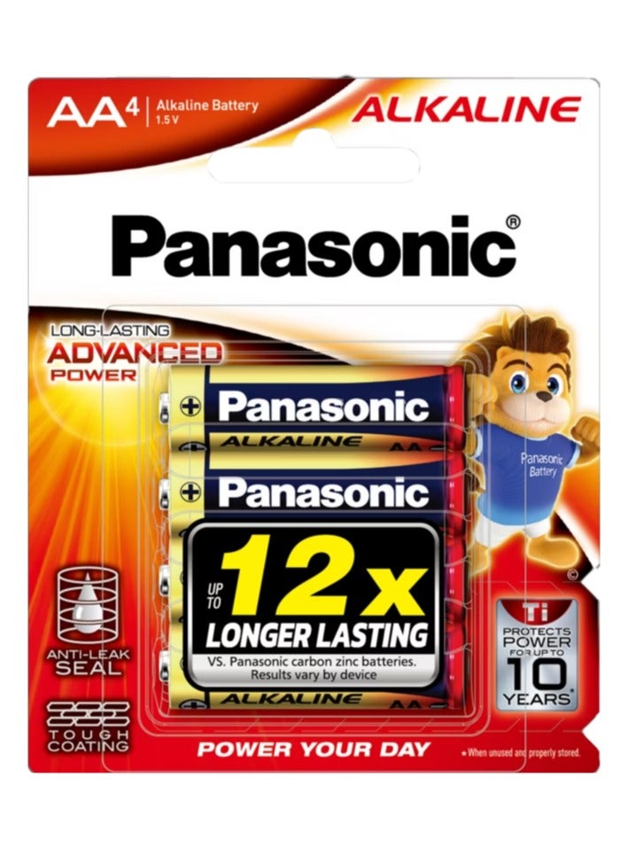 Panasonic AA Alkaline 1.5V Battery Long Lasting Advanced Power Battery 4Pcs