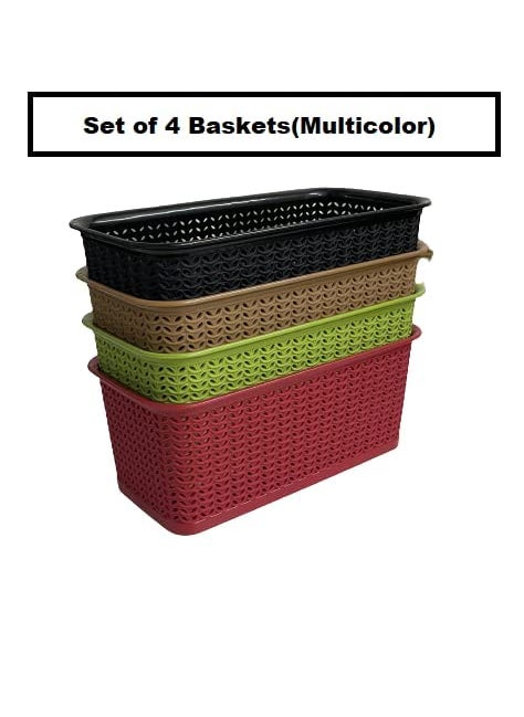 CSM Multipurpose Plastic Storage baskets - Set of 4 Big baskets (Multicolor)