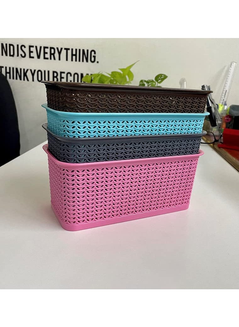 CSM Multipurpose Plastic Storage baskets - Set of 4 Big baskets (Multicolor)