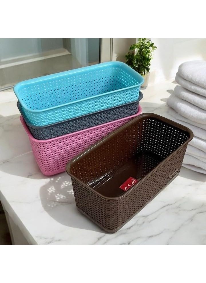 CSM Multipurpose Plastic Storage baskets - Set of 4 Big baskets (Multicolor)