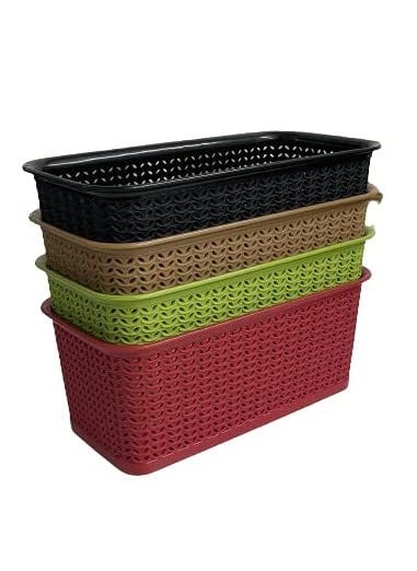CSM Multipurpose Plastic Storage baskets - Set of 4 Big baskets (Multicolor)