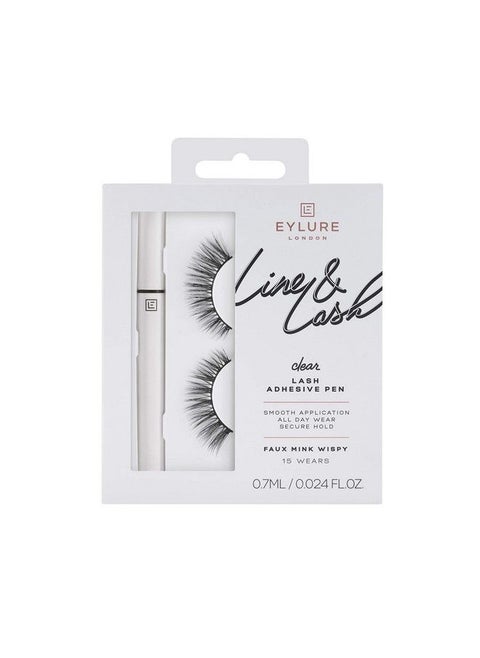 Line & Lash Kit Clear Lash Glue Pen and False Lashes Faux Mink Wispy